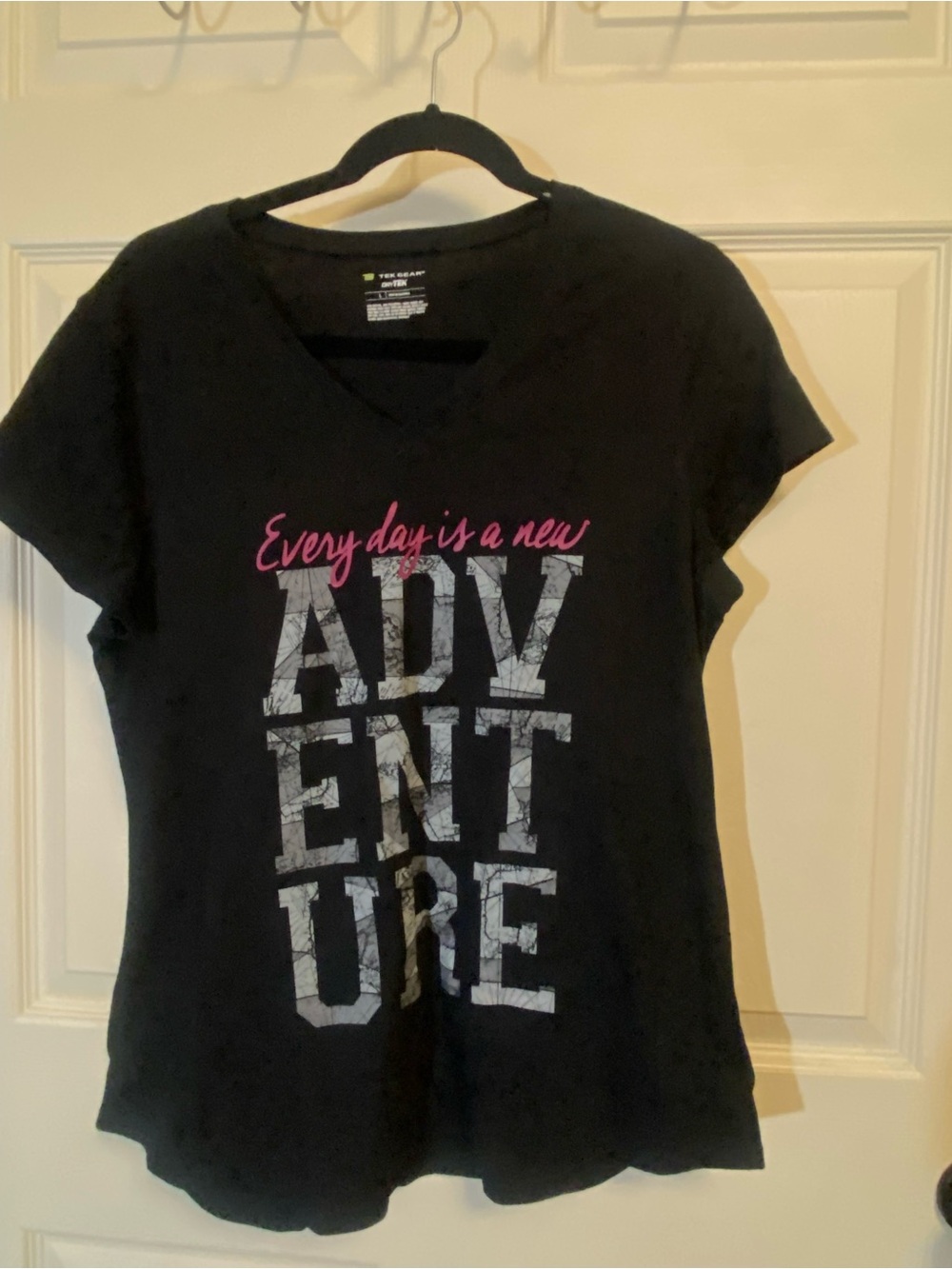 tek gear Black Graphic Tee with Pink Script